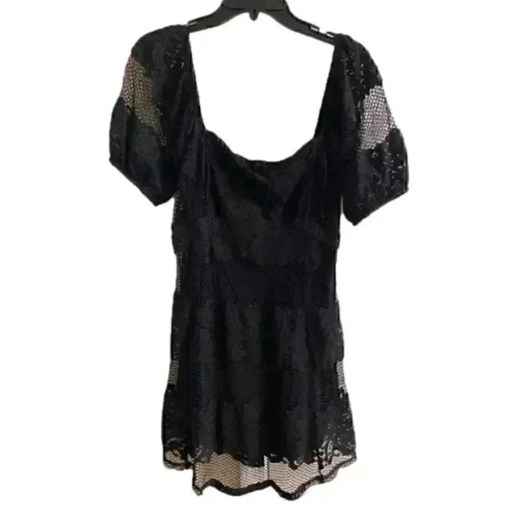 Free People Be‎ Your Baby Black Lace Mini Dress Medium - Picture 1 of 9